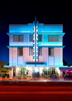 a building that is lit up at night