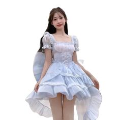 TAVIMART - Japan Fashion White Mini Dresses Women French Stitching Wood Ears Lace Cross Lacing Up Short Sleeve Short Dress Holiday Clothin White Mini Dresses, Fashion White, Dresses Women, Japan Fashion, Mini Dresses, White Mini Dress, Holiday Dresses, Short Dress, Clothing And Shoes