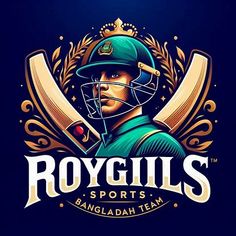 the logo for royal sports's bangladesh team, featuring a man in a helmet with two