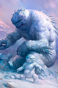 an ice monster attacking another creature in the snow