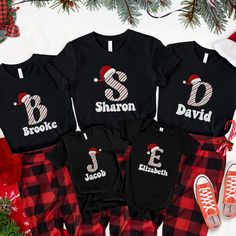 Get into the holiday spirit with our Monogrammed Family Christmas Shirts, the perfect way to add a personal touch to your festive celebrations. These Christmas Custom Name Initial Shirts are a must-have for creating cherished memories with your loved ones, making your Xmas family matching pajama tradition extra special! 🎄❄️🎅 PLEASE NOTE: Colors may seem different on the computer screen, or in the lighting in which the picture was taken. The way that we print our shirts is Direct-to-Garment pri Family Matching Holiday Shirt With Letter Print, Cricut Christmas Shirt Ideas, Matching Christmas Pajamas Family, Dreamy Christmas, School Halloween, Christmas Pj, Matching Pajama, Christmas Jammies, Christmas Custom