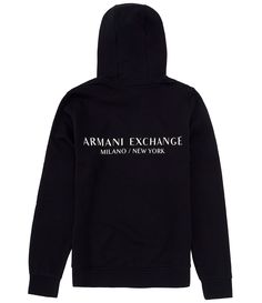 From Armani Exchange&#x2C; this hoodie features:attached hood with drawstringslong sleeves with ribbed cuffsMilano/New York logo large on back and small on frontribbed hem detailingregular fitPullover constructionfleece fabriccottonmachine wash/tumble dryImported. Fall Hoodie With Logo Detail, Winter Athleisure Hoodie With Logo Detail, Winter Athleisure Hoodie With Logo, Logo Detail Long Sleeve Hoodie For Fall, Winter Hoodie With Logo Detail, Hooded Sweatshirt With Logo Detail For Fall, Long Sleeve Hoodie With Logo Detail For Fall, Hooded Sweatshirt With Logo For Fall, Long Sleeve Hoodie With Logo For Fall