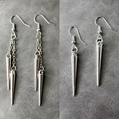 SILVER SPIKE EARRINGS ∙ BY ∙ KILVANI DESIGNS   Shipping  All items are nicely packaged and ready to gift in jewelry boxes.  Processing time  This is a handmade product. Processing time can take up to 5 days to create your order.  If you can't find the information you need or need some advice for your design, feel free to contact us. We are fast to reply!  ------------------------------------------- Thank you so much for visiting and hope you enjoy shopping with me! ♡ Jess ♡ ~ IG: @KilvaniDesigns ~ FB: https://www.facebook.com/KilvaniDesigns Silver Spike Earrings, Heavy Metal Jewelry, Gothic Jewelry Diy, Metal Jewelry Making, Wire Wrapped Jewelry Diy, Punk Earrings, Metal Spikes, Spike Earrings, Earrings Inspiration