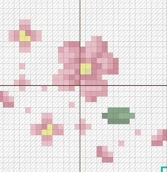 four squares with flowers on them and one has yellow dots in the middle, while the other is pink