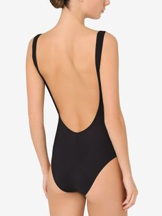 Dolce & Gabbana scoop-back Swimsuit - Farfetch Sleek Black Swimwear With Low Back, Sleek Black Low Back Swimwear, Sleek Black Low-back Swimwear, Sleek Bodysuit With Scoop Back For Swimming, Sleek Scoop Back Swimwear For Summer, Sleek Swimwear With Lined Body And Scoop Back, Sleek Swimwear With Low Back For Swimming, Sleek Swimwear With Scoop Back And Lined Body, Black Beachwear Bodysuit With Solid Back