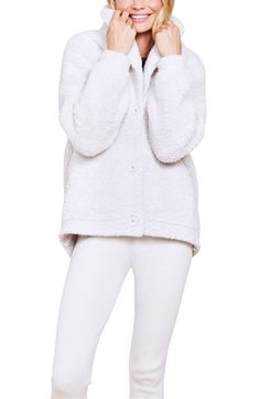 Enjoy that feeling of wrapping up in your favorite throw every time you slip on this plush, warm cardigan made from the brand's famously soft Cozy Chic knit that won't shrink, pill or wrinkle. Front button closure Shawl collar Long sleeves 100% polyester Machine wash, tumble dry Imported Warm Cardigan, Shawl Collar Cardigan, That Feeling, Collar Cardigan, Cozy Chic, Nordstrom Store, Shawl Collar, Shawl, Almond