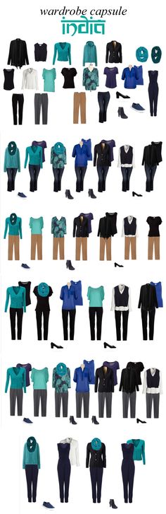 wardrobe capsule for my India trip (image only) Jewel Tone Capsule Wardrobe, Teal Wardrobe, Clothes Capsule Wardrobe, Skirt Ideas, Wardrobe Capsule, Fashion Capsule Wardrobe, Winter Capsule, Wardrobe Planning, Winter Capsule Wardrobe