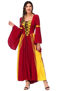 Renaissance Dresses Descriptions: Medieval Dress Color: Black, Purple, Blue, Ginger, Red, Dark GreenWomen's Renaissance Dress Style: Renaissance fair costumes, renaissance outfits female, renfaire medieval women's clothingRenaissance Dress Size: XS-3XL, please refer to size chart for detail measurement. Medieval dresses princess costume style: Medieval fantasy princess dress for renaissance Faire, cosplay party, stage performances, costume party, Halloween party, theme party etc. How to find you Halloween Historical Dresses, Gothic Medieval Dress For Fall Costume Party, Red Historical Costume Dress, Historical Dresses For Medieval Festivals Costume Party, Gothic Medieval Dress For Costume Party, Medieval Dress For Halloween Fancy Dress With Historical Design, Medieval Dress For Halloween With Historical Design, Fitted Medieval Dress For Fantasy Events In Fall, Medieval Style Dress For Costume Party