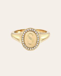 14k Gold Diamond Frame Signet Ring Classic Diamond Signet Ring For Everyday, Everyday Classic Diamond Signet Ring, Classic Everyday Diamond Signet Ring, Classic Diamond Initial Ring For Everyday, Everyday Diamond Oval Signet Ring, Classic Diamond Initial Ring Personalized, Everyday Oval Diamond Signet Ring, Classic Personalized Diamond Initial Ring, Gold Diamond Signet Ring With Initials