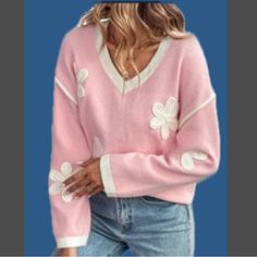 Delilah Pink Embroidered Sweater Pit To Pit 22.8 Pink White Length 24 Embroidered Sweater, Pink Red, Pink White, Red White, Sweaters For Women, Red, Pink, How To Wear, Women Shopping