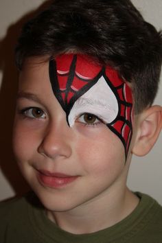 Easy Spiderman Face Paint, Spiderman Face Paint, Spider Man Face Paint, Spiderman Makeup, Spiderman Painting