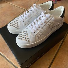 Brand New Inc Sneakers That Was Never Used. It’s Still In The Box And I Got It From Macy’s. It’s Still In Very Good Condition. Cow Hide Shoes, High Top Tennis Shoes, Rhinestone Fashion, I Got It, Fur Fashion, Athletic Sneakers, Training Shoes, Inc International Concepts, White Sneakers