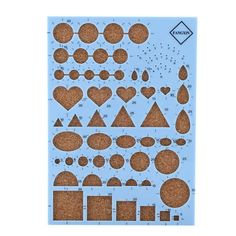 a paper cutout with different shapes and sizes on the side, including circles, triangles,