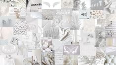 a collage of white and silver images