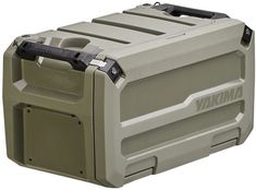 the back side of a large, gray cooler