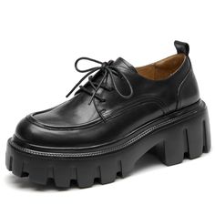 PRICES MAY VARY. 【100% leather oxfords】：These women's platform oxfords are crafted from 100% cow leather. The supple leather molds to the shape of your feet, providing a snug and personalized fit. Additionally, the soft and breathable pigskin lining and insole enhance ventilation, keeping your feet fresh throughout the day. 【Stylish and comfortable】: Designed to meet the highest standards of style and functionality, these oxford shoes for women have exquisite detailing and finishing. Whether you Chunky Oxfords Outfit, Women’s Work Shoes, Platform Oxfords Outfit, Chunky Dress Shoes, Women Office Shoes, Chunky Oxfords, Oxford Shoes For Women, Oxfords Outfit, Lace Up Oxford Shoes