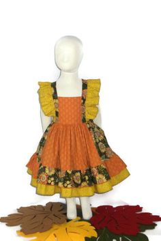 Dress Twirl, Girls Fall Dresses, Sunflower Dress, Baby Frock, Girls Fall, Twirl Skirt, Fall Dress, Dress Girls, Girl Falling