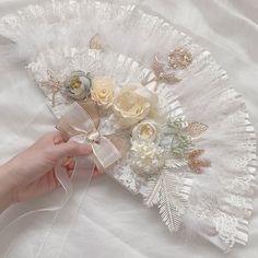 Customized Product. is not eligible for return. Ship In 7-15 Days.Fabric Material: PolyesterColor: White Bridal Hand Fan, Fan Flower, Desain Pantry, Vintage Fan, Angel Outfit, Fantasy Props, Vintage Fans, Anime Accessories, Lace Gloves