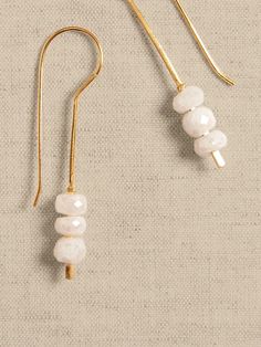 Delicate Peapod Drop Linear Earrings | Aureus + Argent | Banana Republic Adjustable Gemstone Bead Drop Earrings, Gold Gemstone Bead Drop Earrings, Gold Drop Earrings With Gemstone Beads, Minimalist Jewelry With Natural Stone Drop Earrings, Minimalist Natural Stone Drop Earrings, Elegant Earrings With Gemstone Beads, Elegant Wedding Earrings With Gemstone Beads, Faceted Dangle Jewelry For Everyday Wear, Minimalist Faceted Drop Earrings