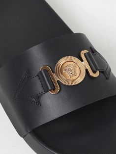 Sandals VERSACE Men color Black Versace Sandals, Sandals For Men, Versace Collection, Versace Men, Italian Fashion Designers, Mens Sandals, Italian Fashion, Black Sandals, Color Coding