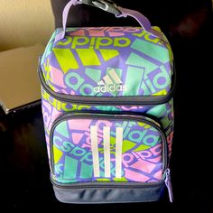 Brand New Cute Lunch Box In Excellent Condition. Pink Lunch Box For Back To School Gift, Pink Lunch Box For Back To School, Adidas Lunch Bag, Cheap Multicolor Functional Lunch Box, Cheap Adidas Bags For On-the-go, Adidas Blue Backpack, 1980s Lunch Boxes, Cute Lunch Boxes, Adidas Blue