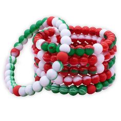 Christmas Beaded Bubble Bracelets - 6 Pack - FROG SAC Bracelets Cute, Fit Kids, Kids Bracelets, Christmas Bead, Bestie Gifts, Silicone Beads, Exercise For Kids, Silicone Material, Cute Christmas