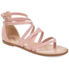 Every step feels like paradise in these Journee Collection Zailie gladiator sandals.SANDAL FEATURESGladiator designStrappy accentsDurable traction soleSANDAL CONSTRUCTIONFaux leather upperPolyurethane liningRubber outsoleSANDAL DETAILSOpen toeZipper closurePadded footbed0.5-in. platform Size: 8. Color: Pink. Gender: female. Age Group: adult. Material: Synthetic. Gladiator Flats, Shoes Formal, Flat Gladiator Sandals, Womens Gladiator Sandals, Rubber Shoes, Open Toe Shoes, Ladies Shoes, Womens Sandals Flat, Journee Collection