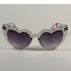 Betsey Johnson Heart Sunglasses 53606fb Clear Crystal Frame Smoke Gradient Lens Heart-shaped Sunglasses With Tinted Glass Lenses, Heart-shaped Glass Sunglasses With Tinted Lenses, Heart-shaped Tinted Glass Sunglasses, Heart-shaped Glass Sunglasses For Gift, Heart-shaped Glass Sunglasses As Gift, Trendy Heart-shaped Glass Sunglasses, Betsey Johnson Sunglasses, Leopard Sunglasses, Crystal Frame