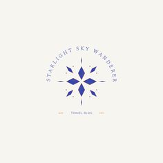 a blue and white logo with the words, starlight sky wanderr travel blog