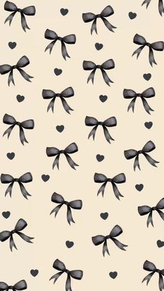 black bows and hearts are drawn on a white background with gray ribbones in the shape of heart