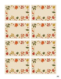 four place mats with leaves on them in different colors and sizes, each featuring an autumn theme