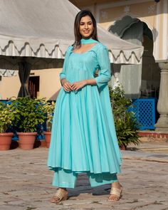 td {border: 1px solid #ccc;}br {mso-data-placement:same-cell;} This 3 Pc kurta pant dupatta Suit set is designed in solid cotton fabric with pure chiffon Dupatta with silver embroidery on neck, sleeves and hem. Kurta Length - 50, Zari work on neck, sleeves & hem Sleeve - 17 Pant - 37 Dupatta - Chiffon. Material- 60*60 Cotton, hand-dyed Color - Aqua CARE: Quick deep wash only Shipping - 10-12 days. DISCLAIMER - The color of the product may be differ due to screen settings of device. Sheer Dupatta Anarkali Cotton Set, Anarkali Cotton Set With Sheer Dupatta, Cotton Long Sleeve Dress With Mirror Work, Traditional Cotton Dress With Sheer Dupatta, Long Sleeve Cotton Dress With Mirror Work, Cotton Dresses With Sheer Dupatta For Navratri, Cotton Palazzo Set With Mirror Work, Cotton Dress With Sheer Dupatta For Eid, Cotton Anarkali Set With Sheer Dupatta For Eid