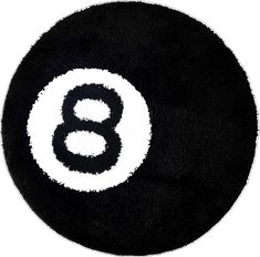 a black and white number eight ball with the number eight in it's center