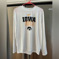 Nike Dri-Fit Iowa Women’s Basketball 2023 Ncaa Tournament Warm-Up Long Sleeve. Size L (Unisex Sizing). This Item Is Brand New (No Tags) And Was Purchased Directly From The Nike App Last Spring. These Are No Longer In Production. White Moisture-wicking College Tops, White Moisture-wicking Tops For College, Nike Long Sleeve Fan Gear Top, Nike Long Sleeve Top For Game Day, Nike White Fan Apparel Tops, White Long Sleeve Tops For Fan Gear, Nike White Tops For Sports Season, White Nike Tops, Nike App