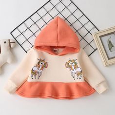 Unicorn Pattern Hoodie for Baby Girl - PrettyKid Playful Spring Hoodie For Playtime, Playful Hoodie For Spring Playtime, Playful Hoodie For Playtime In Spring, Cute Long Sleeve Hoodie For Playtime, Cute White Hoodie For Playtime, Cute Multicolor Cotton Hoodie, Cotton Hoodie For Playtime, Girls Winter Dresses, Unicorn Leggings