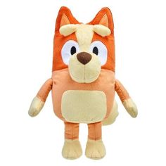 an orange and white stuffed animal with big eyes