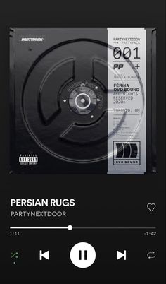 an mp3 player with the title persian rugs party door on it's screen