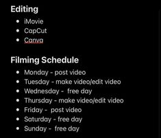 a black background with the words editing and movie schedule