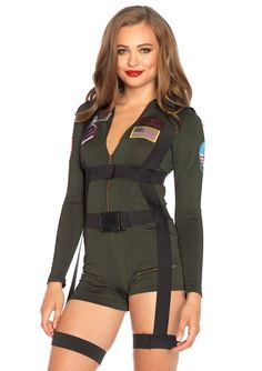 Spandex Romper, Leg Avenue Costumes, Pilot Costume, Kostum Halloween, Military Costumes, Halloween Fancy Dress, Leg Avenue, Adult Halloween Costumes, Halloween Disfraces