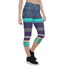 Nimiipuu Nez Perce Midnight Lights Capri Leggings – Shop SingleTree Lane Fitted Blue Capri-length Leggings, Casual Blue Capris For Sports, Blue Stretch Capri Leggings, Blue Stretch Capri Length Leggings, Blue Stretch Capri-length Leggings, Blue Capri Yoga Bottoms, Blue Knee-length Summer Capris, Sporty Blue Yoga Capris, Casual Blue Yoga Capris