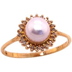 14 Karat Yellow Gold Fashion Pearl Ring with Diamonds Size 7. 5 mm diameter pearl. 1.8 grams total weight. Rings Diamond, Fashion Ring, Diamond Sizes, Gold Fashion, Pearl Ring, Diamond Rings, Fashion Rings, Gold Rings, Jewelry Watches