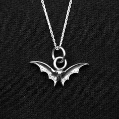 925 Sterling Silver Bat Necklace Bat Jewelry Fruit Bat | Etsy Etsy Jewelry Earrings, Fox Halloween, Witchy Necklace, Vampire Necklace, Bat Pendant, Bat Jewelry, Bat Necklace, Bat Flying, Banana Man