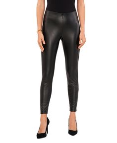 in stock Black Tight Full-length Leather Pants, Sleek Solid Color Leather Pants, Sleek Leather Bottoms In Solid Color, Tight Black Leather Bottoms, Sleek Leather Bottoms, Tight Black Faux Leather Pants, Sleek Solid Leather Bottoms, Sleek Faux Leather Pants, Elegant Solid Leather Pants For Night Out