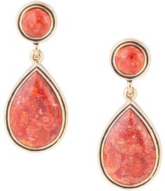 From Barse&#x2C; these earrings feature:Drop earringsBronze metalGenuine Red Sponge Coral stonesSterling silver post closureApprox. 1.5" lengthImported. Coral Drop Earrings, Sponge Coral, Coral Stone, Accessories Jewelry Earrings, Gold Drop Earrings, Artisan Craft, Dillard's, Jewelry Crafts, Beaded Jewelry