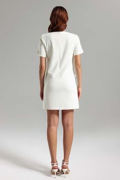 Bella Barnett | Style Iconically Shine Eternally – Bellabarnett White Casual Mini Dress For Office, White Short Sleeve Mini Dress For Office, Cream Mini Length Work Dresses, White Short Sleeve Mini Dress For Work, White Mini Dress For Work, White A-line Shift Mini Dress, Cream Mini Dress For Workwear, Cream Short Sleeve Mini Dress For Work, White Shift Knee-length Mini Dress