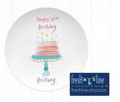 a plate with a birthday cake on it