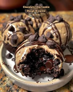 chocolate chip cookie doughnuts on a white plate