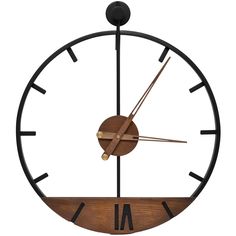 a wooden clock with roman numerals on it's face and the hands are black