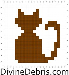 a cross stitch pattern with the shape of a cat on it's back side