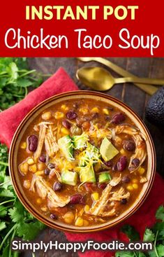 instant pot chicken taco soup in a bowl